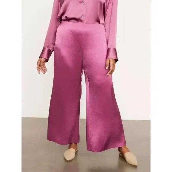 Vince Satin Wide Flare Pant Plus Size 20 NWT Purple $345 - Picture 1 of 7